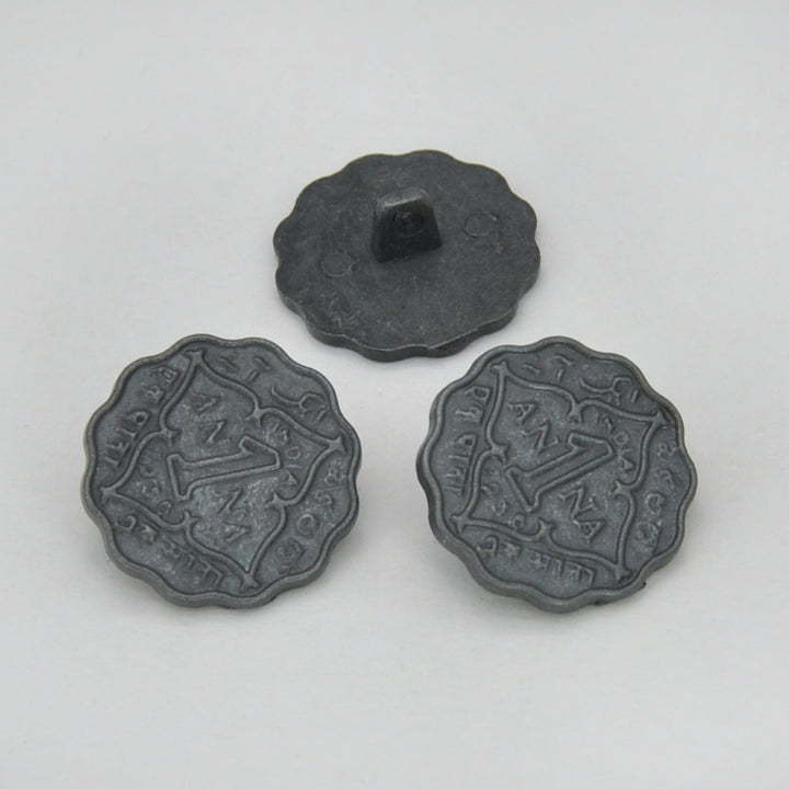 1 Anna Metal Coin Buttons | 17mm(27L) & 22mm(34L)