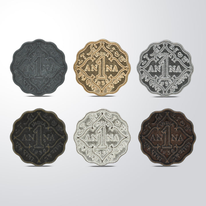 1 Anna Metal Coin Buttons | 17mm(27L) & 22mm(34L)