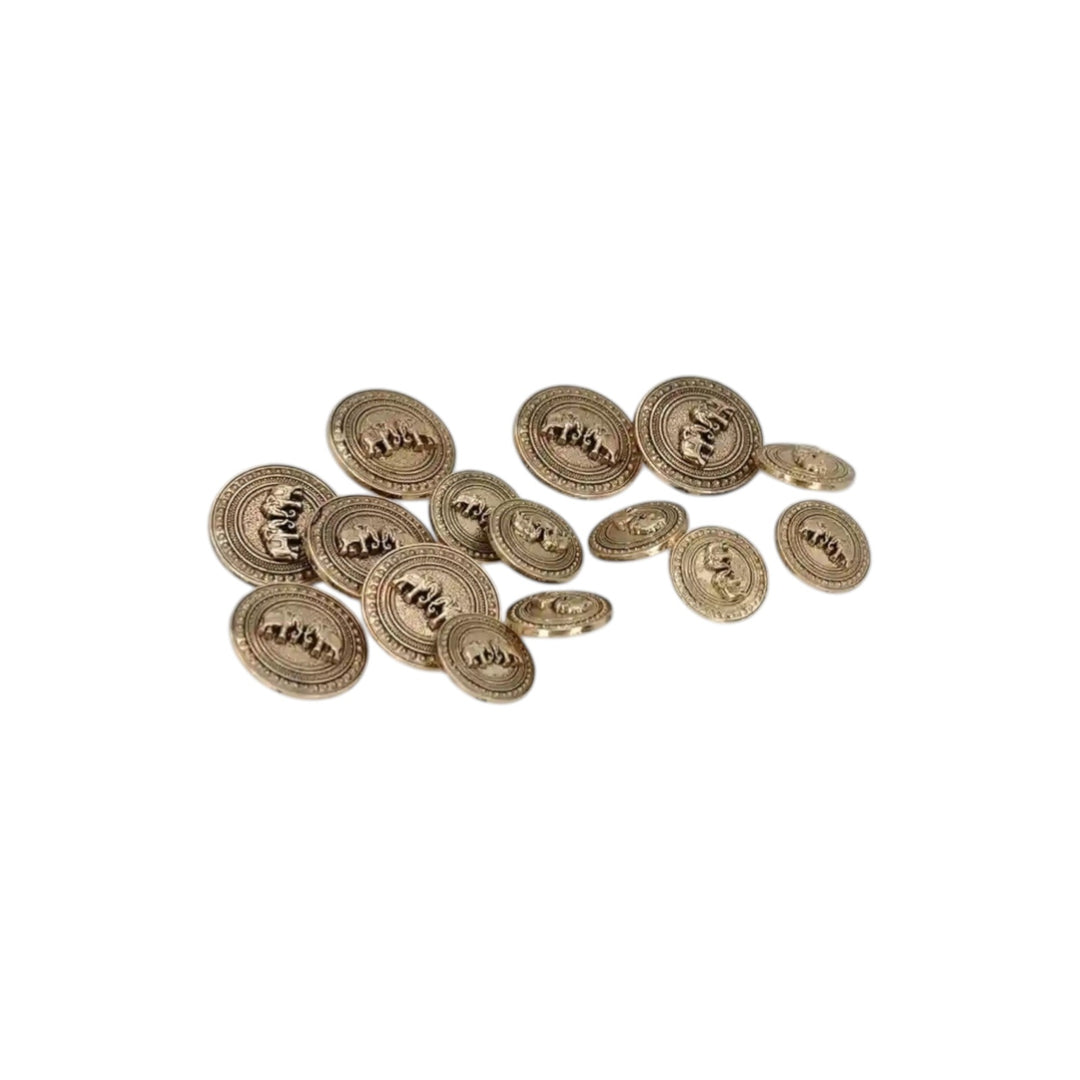 Confronted Elephant Design Metal Buttons | 18mm & 23mm