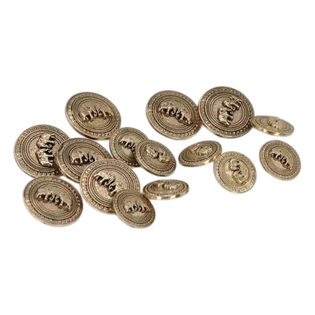 Confronted Elephant Design Metal Buttons | 18mm & 23mm
