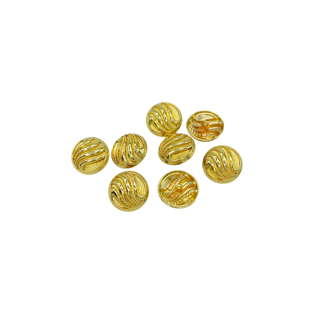 Ornate Metal Buttons with Wave Motif | 15mm, 18mm & 23mm
