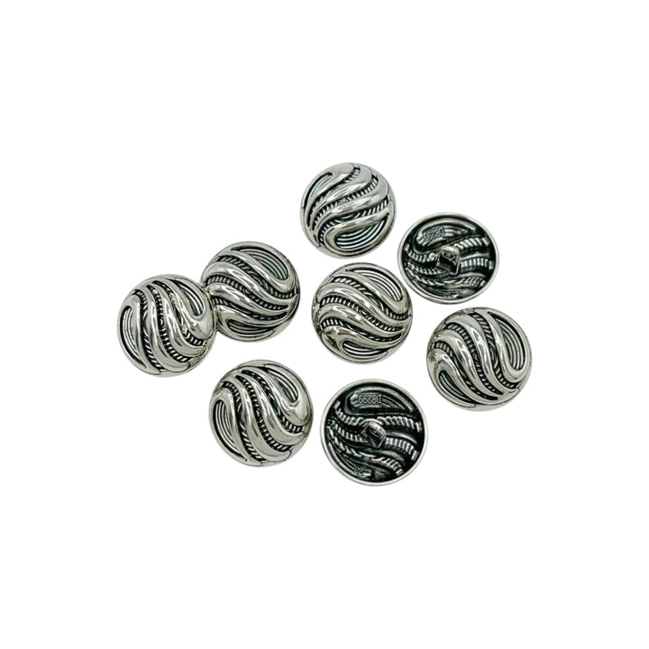 Ornate Metal Buttons with Wave Motif | 15mm, 18mm & 23mm