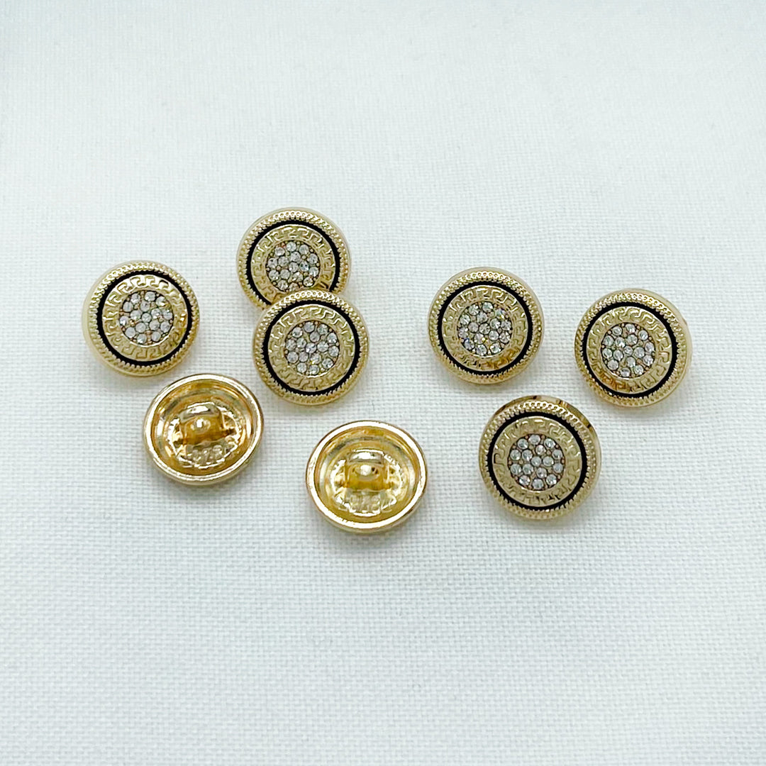 Greek Pattern Rhinestone Metal Shirt Buttons | 13mm(21L)