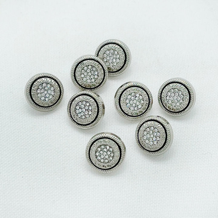 Greek Pattern Rhinestone Metal Shirt Buttons | 13mm(21L)