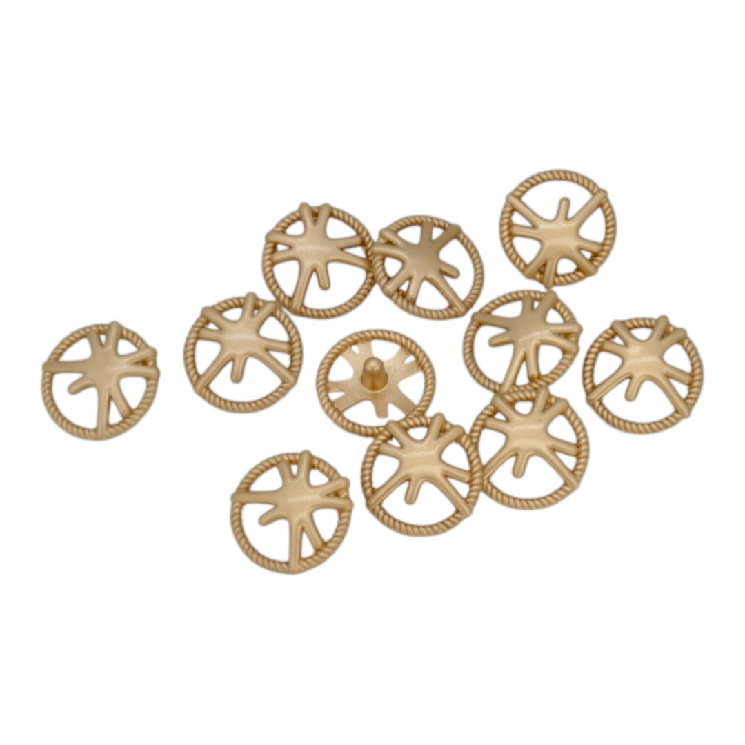 Shining Star Design Rope Edge Shank Metal Button | 18mm (28L) & 23mm (36L)