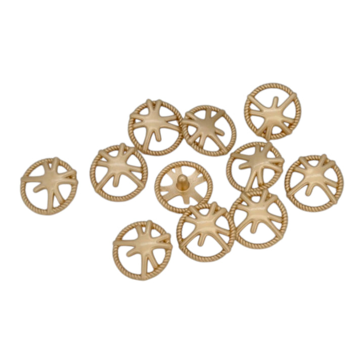 Shining Star Design Rope Edge Shank Metal Button | 18mm (28L) & 23mm (36L)