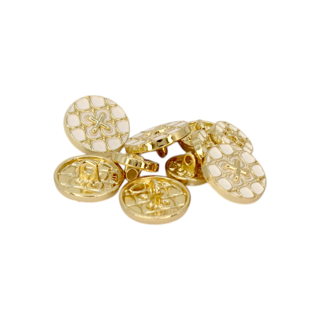 Monochrome Cross Design Metal Buttons | 12mm(20L) & 18mm(28L)