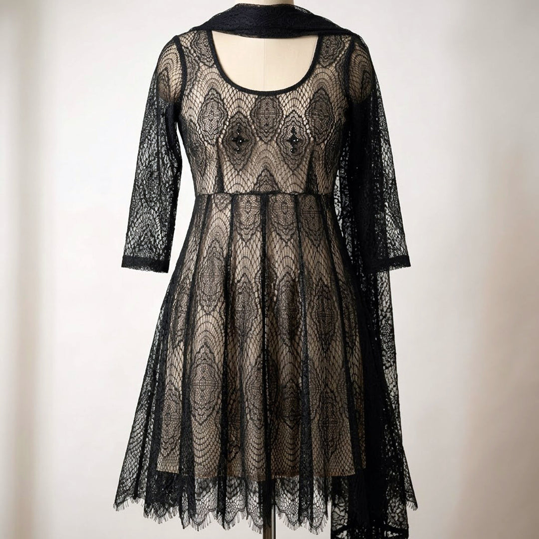 3 Meter Panel 58 Inch Width French Lace Fabric Black Floral Corded Net Lace for Bridal Dress & DIY