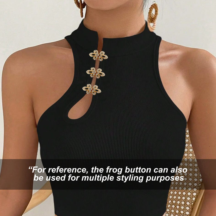 Radiant Crystal Butterfly Metal Frog CLosure Buttons