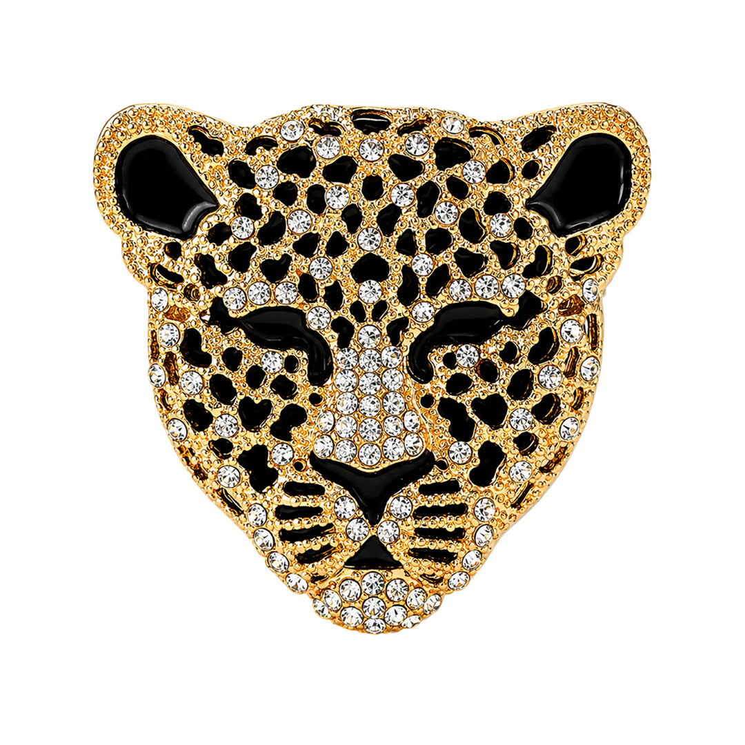 Panther Leopard Head Rhinestone Brooch