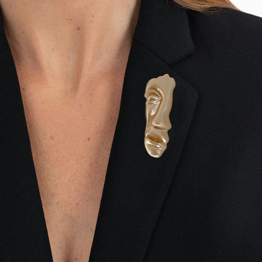 Matte Gold Face Inspire Metal Brooch