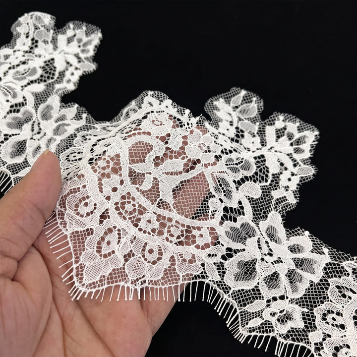 Black Chantilly lace trim with eyelash edge | 3 Meters | FEL-4N