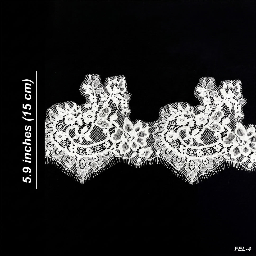 Black Chantilly lace trim with eyelash edge | 3 Meters | FEL-4N