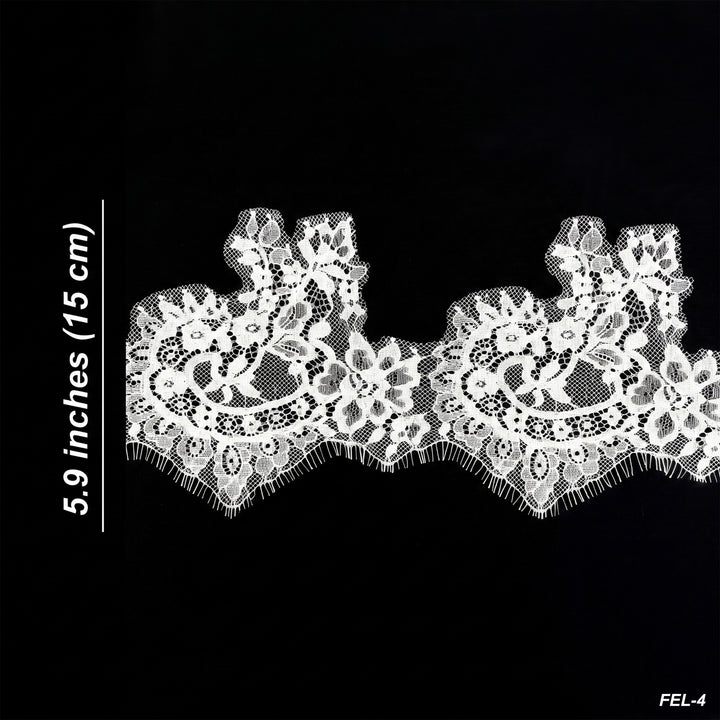 Black Chantilly lace trim with eyelash edge | 3 Meters | FEL-4N