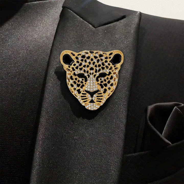 Combo Pack Luxury Leopard Brooch with Black Floral Buttons