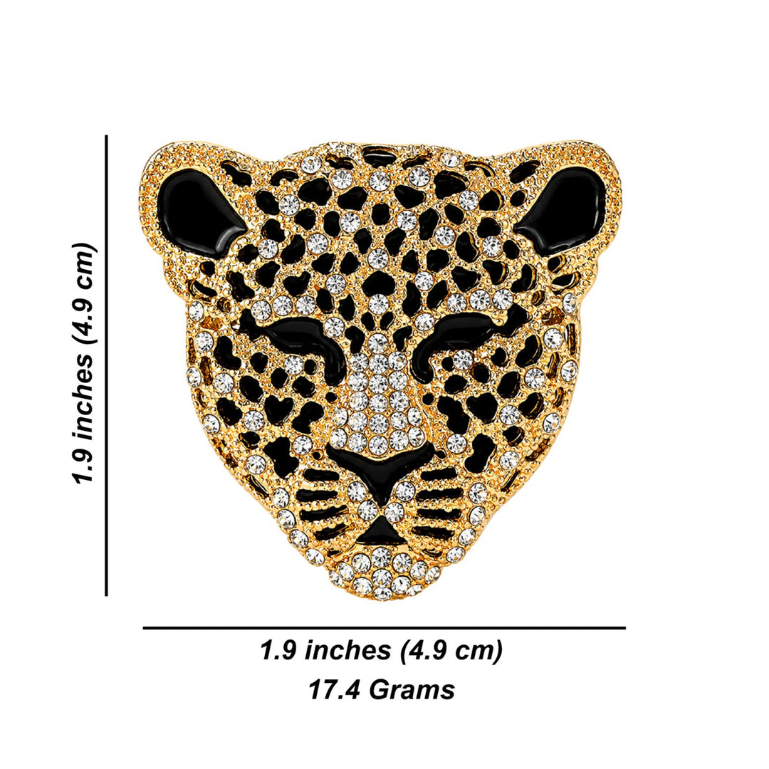 Combo Pack Luxury Leopard Brooch with Black Floral Buttons