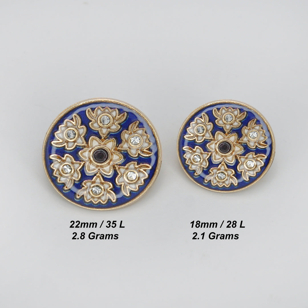 Designer Brooch & Blue Floral Buttons Combo Pack