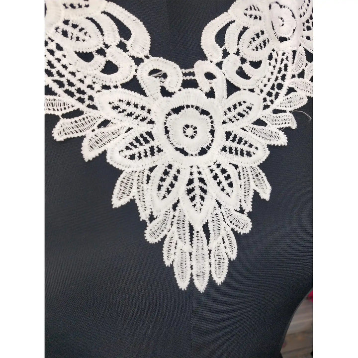 Ani Accessories decorative V-shaped floral white lace neckline applique for DIY fashion and couture wear