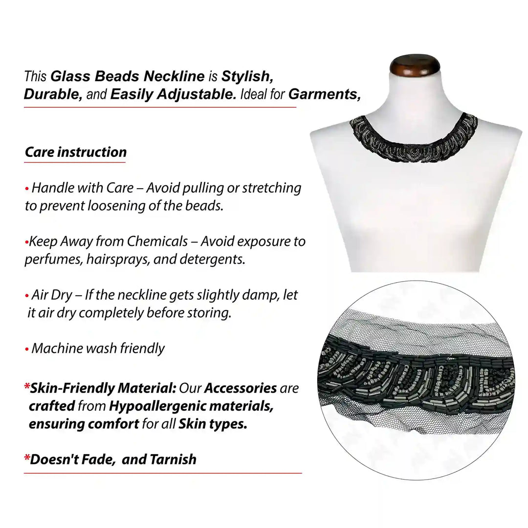 Embellished Beaded Boat Neckline