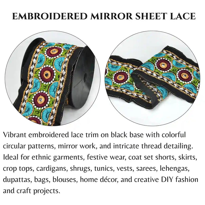 Thread and Mirror Work Lace | 2 Meters