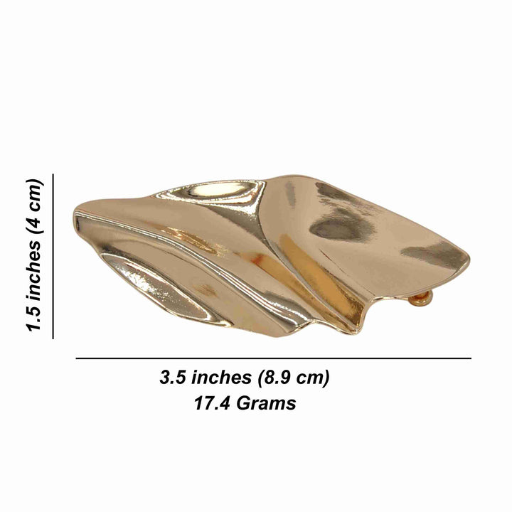 ANI Accessories abstract leaf metal buckle size chart: 8.9 x 4 cm (3.5 x 1.5 inches), 17.4 grams with white color background 