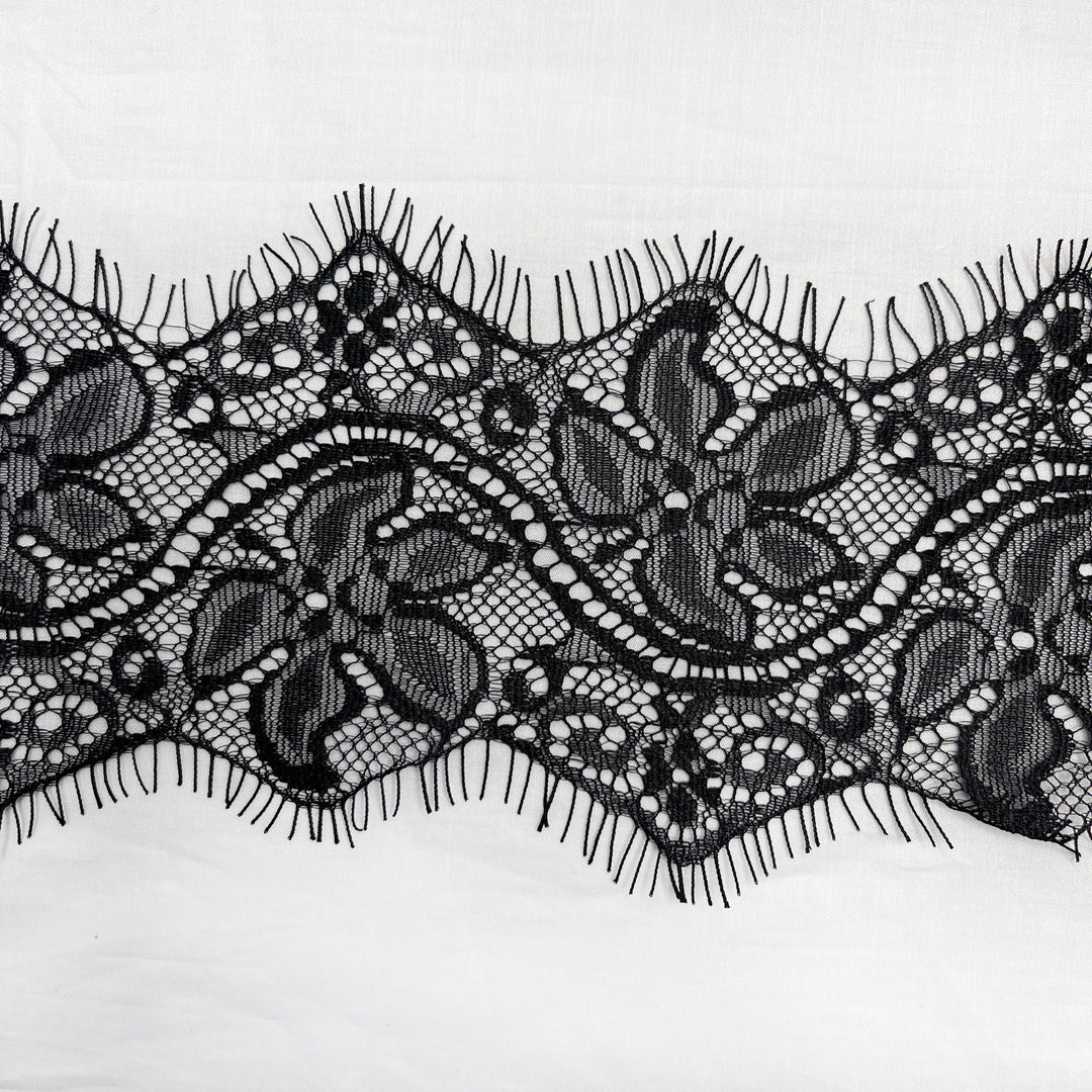 Ani Accessories Black Lace Trim Floral Lace for Lingerie & Dresses with intricate floral patterns