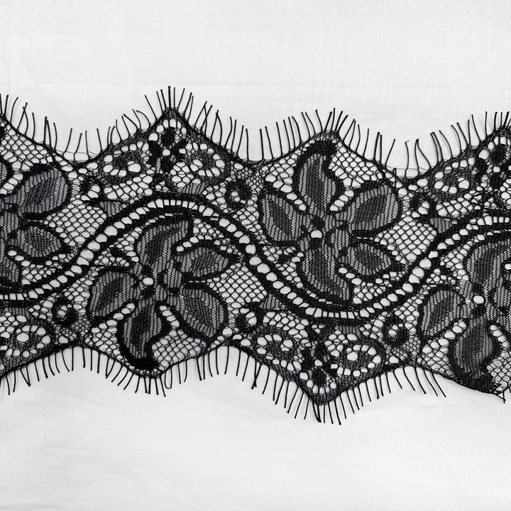 Ani Accessories Black Lace Trim Floral Lace for Lingerie & Dresses with intricate floral patterns
