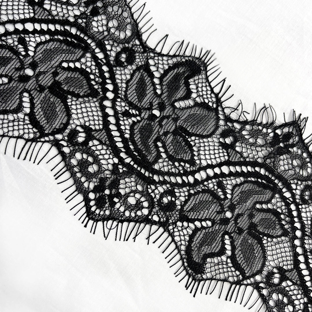 Ani Accessories Black Lace Trim Floral Lace for Lingerie & Dresses featuring intricate floral designs