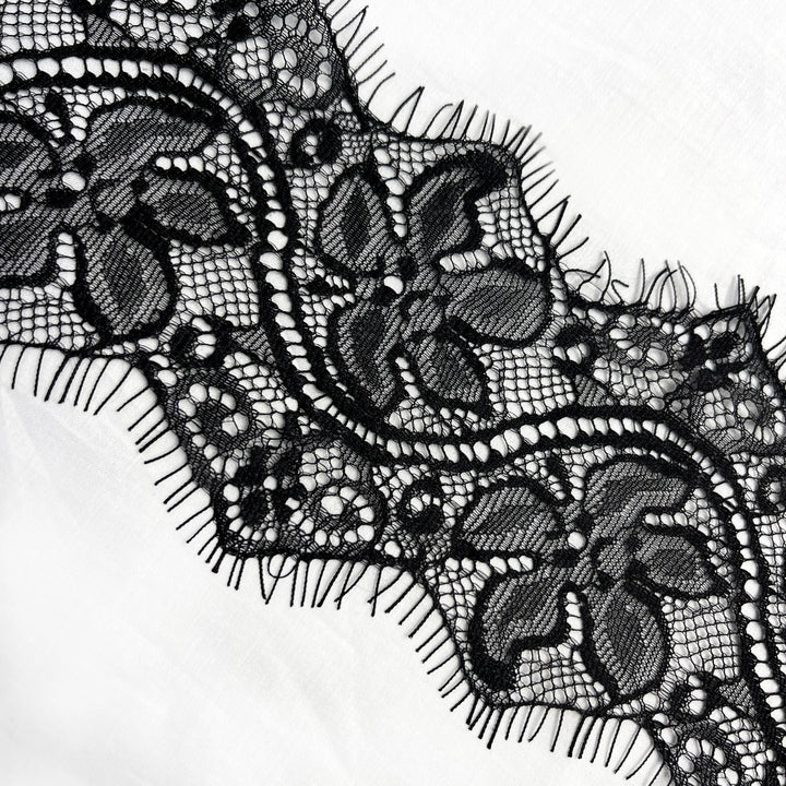 Ani Accessories Black Lace Trim Floral Lace for Lingerie & Dresses featuring intricate floral designs