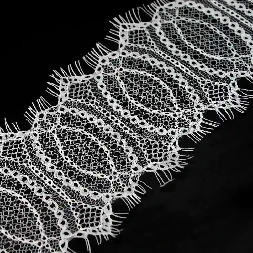 Buy Elegant Eyelash Lace Trim for Dresses & Crafts | Ani Accessories, featuring intricate white lace design