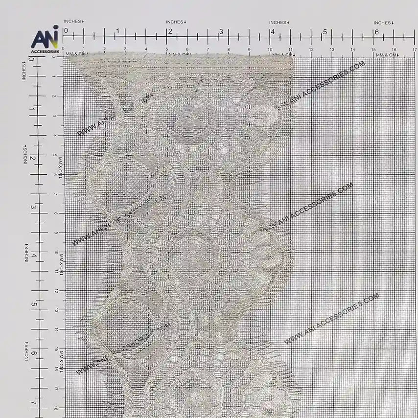 Buy White Color Eyelash Lace Trim for Sewing & DIY | Ani Accessories with elegant floral design on a measuring grid