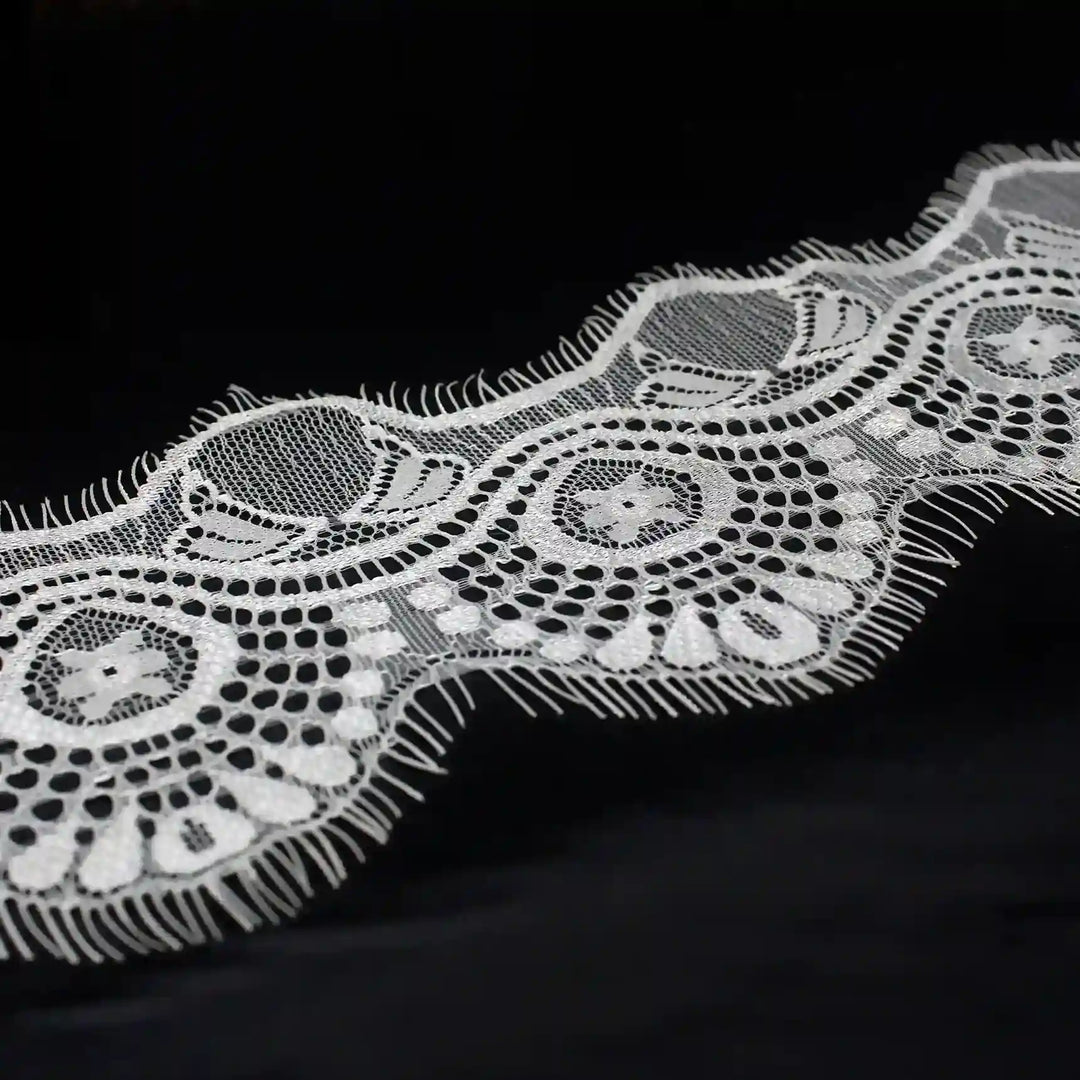 Buy White Color Eyelash Lace Trim for Sewing & DIY | Ani Accessories. Delicate lace with eyelash edges for crafting.