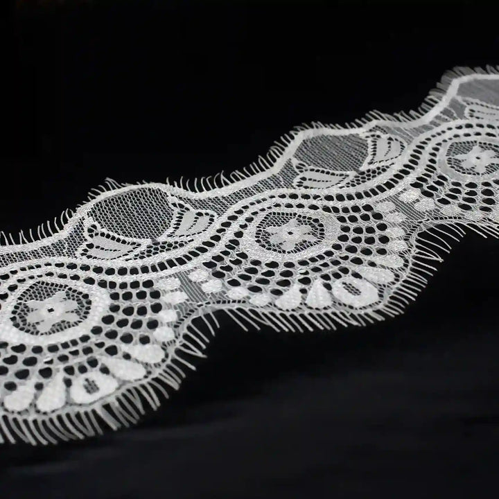 Buy White Color Eyelash Lace Trim for Sewing & DIY | Ani Accessories. Delicate lace with eyelash edges for crafting.