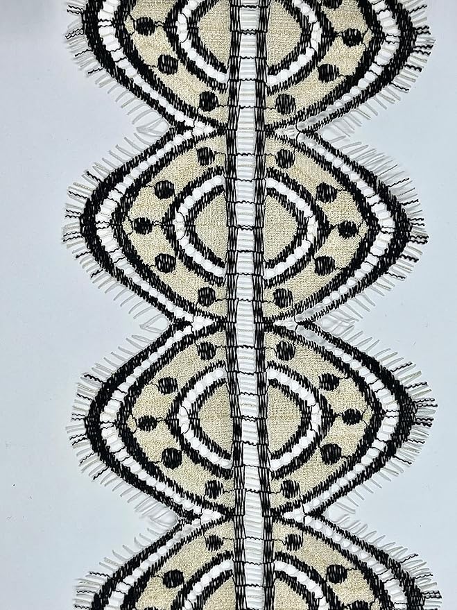 Ani Accessories Decorative Black and White Fabric Trim with Elegant Pattern for Craft Projects