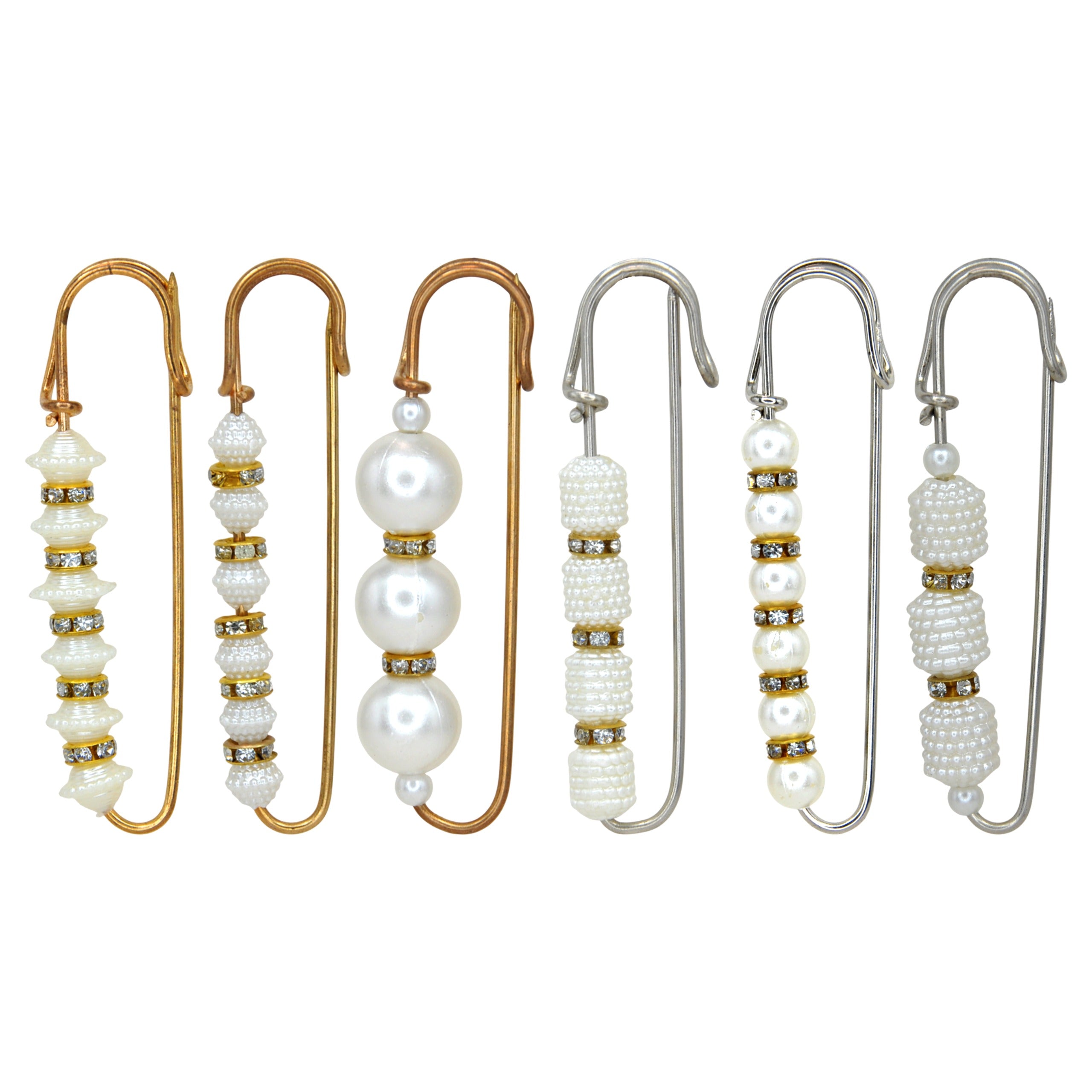 Set of Silver & Gold Pearl Safety Pins – Ani Accessories
