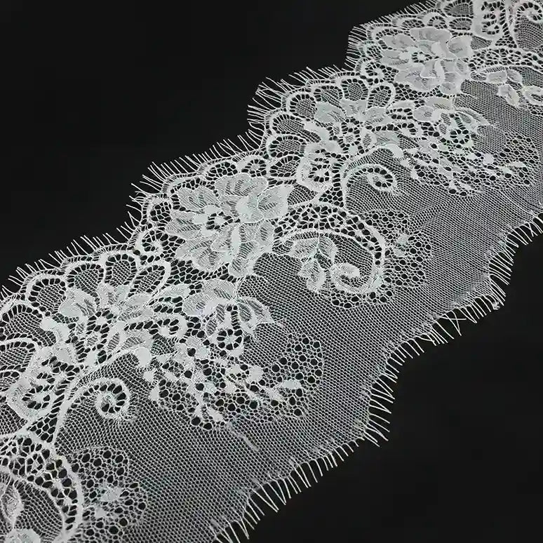 Delicate Flower Eyelash Lace by Ani Accessories in white, perfect for embellishing crafts and clothing