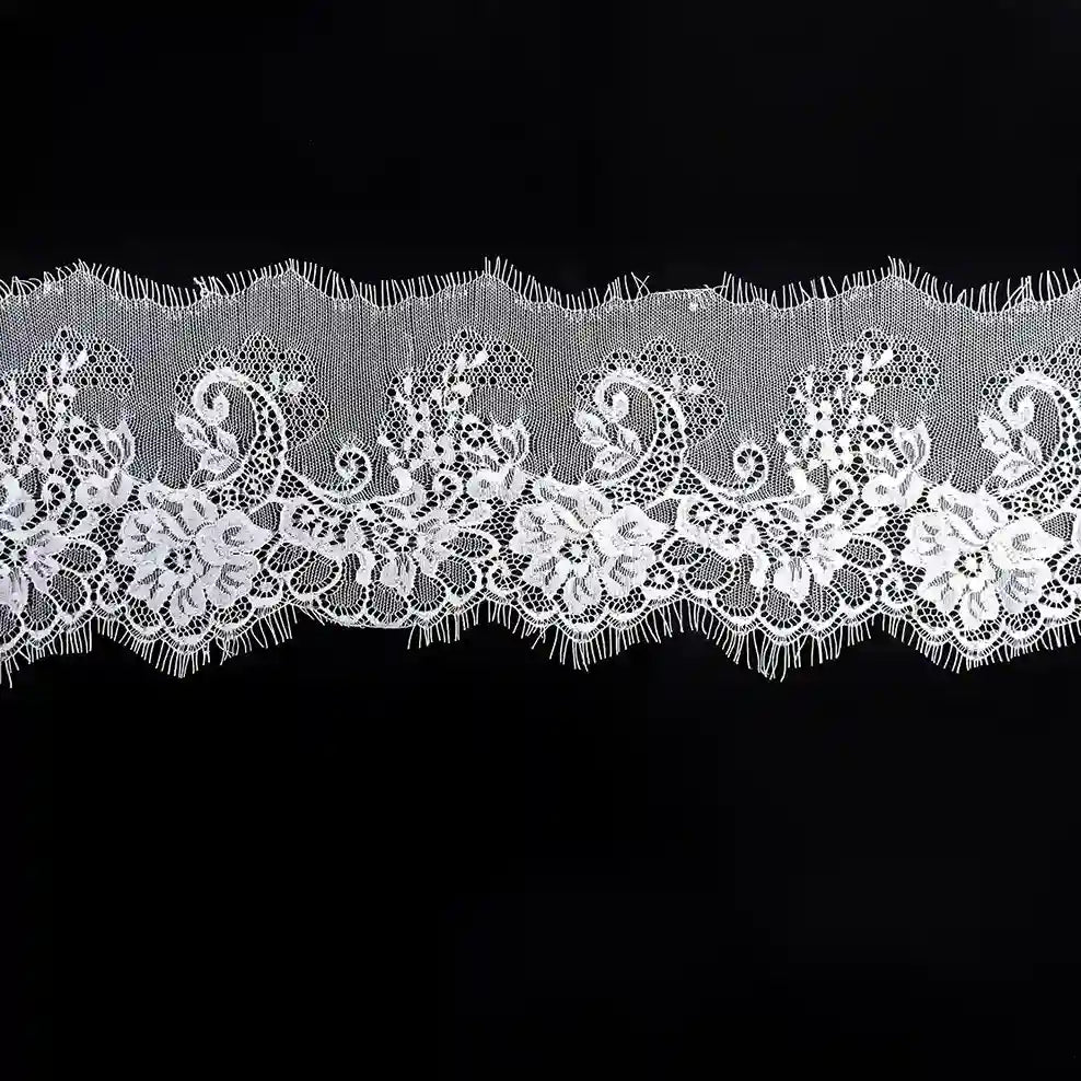 Flower Eyelash Lace | Ani Accessories in delicate white design for elegant crafting and embellishments