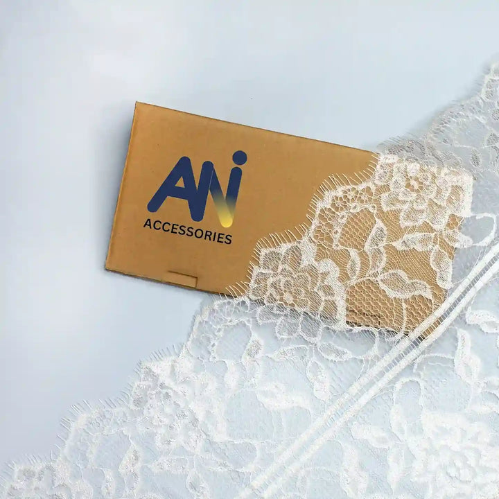 Lace Floral Motif Eyelash Lace Trim for Sewing & Fashion | Ani Accessories displayed on a packaging background