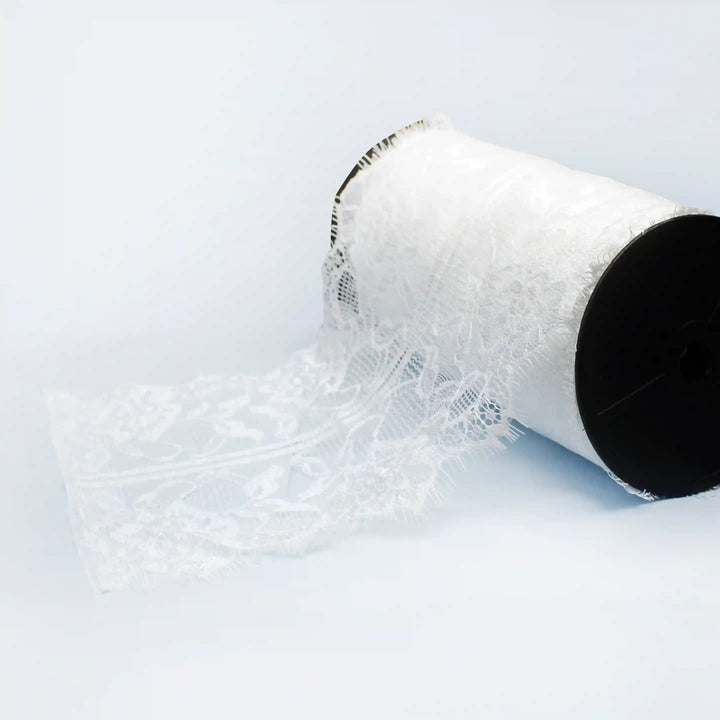 Lace Floral Motif Eyelash Lace Trim for Sewing & Fashion by Ani Accessories on a spool