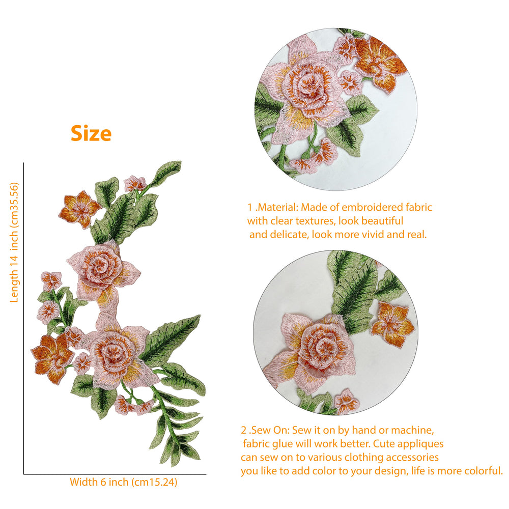 Ani Accessories Multicolor Rose Flower Sew Patch for Suit & Garments with vibrant floral design and fabric details