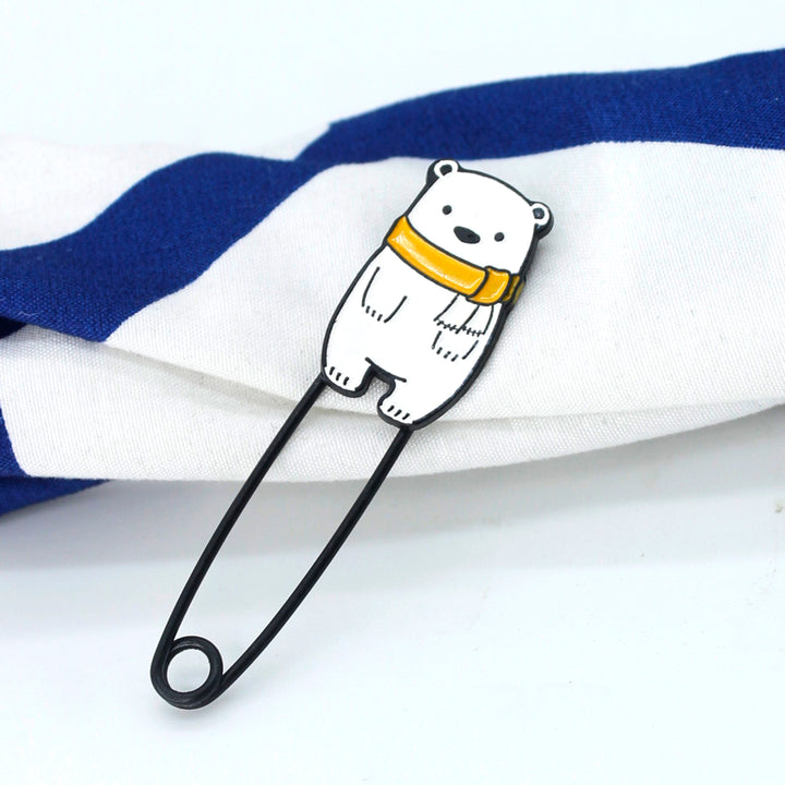 Ani Accessories lovely polar bear safety pin brooch, adorable fashion pin for creative styling.