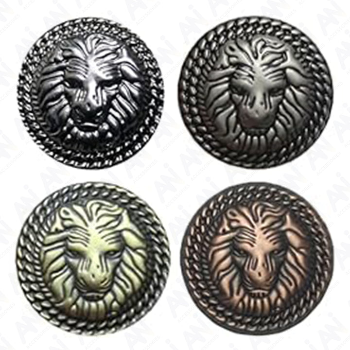 Lion Head Design Metal Buttons