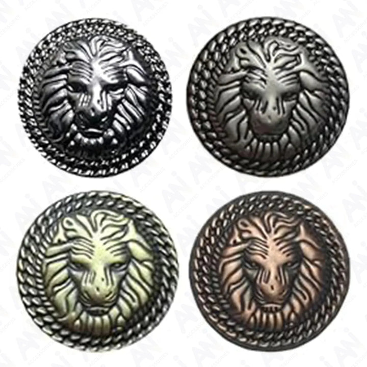 Lion Head Design Metal Buttons | 18mm(28L) & 21mm(34L)