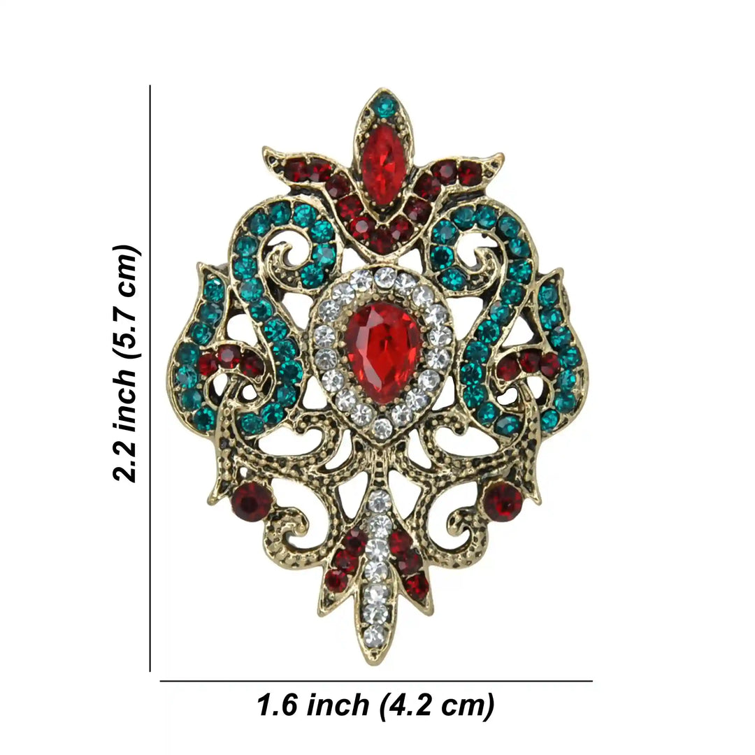 ANI Accessories baroque revival brooch size chart: 5.7 x 4.2 cm (2.2 x 1.6 inches) 