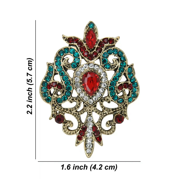 ANI Accessories baroque revival brooch size chart: 5.7 x 4.2 cm (2.2 x 1.6 inches) 