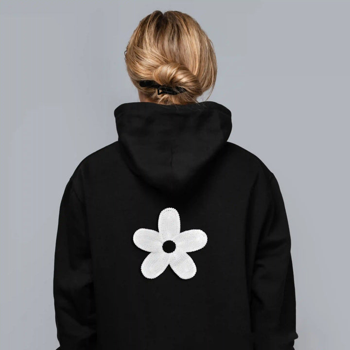 ANI Accessories big flower patch for clothes on the back of a black hoodie 