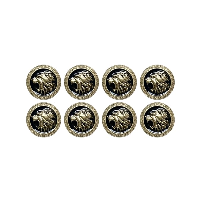 Golden Royal Roars Lion Abs Shank Buttons(Pack of 8 Buttons)