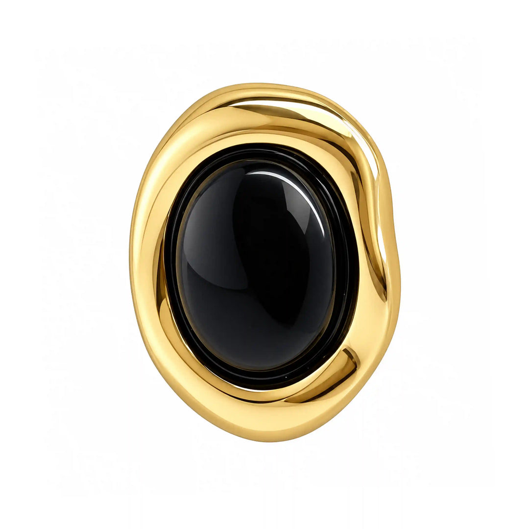 ANI Accessories black enamel shank button with gold frame with white color background 