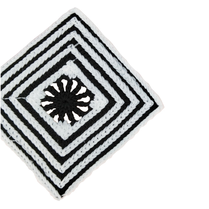 ANI Accessories black and white granny square patch turned on its corner as a diamond 