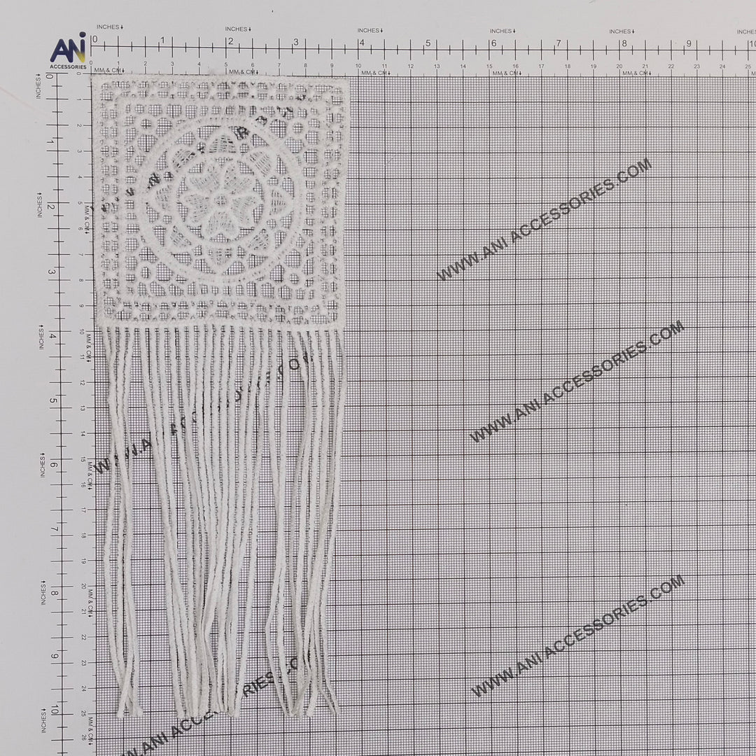 ANI Accessories boho fringe spun poly patch on a measuring grid: 10 x 4 inches (25.5 x 10 cm)